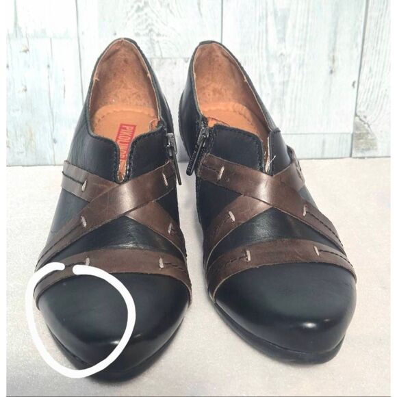 Pikolinos Lille Leather Heeled Pilgrim Bootues w Strap Details Sz. 37 / 6.5-7 - Picture 4 of 13